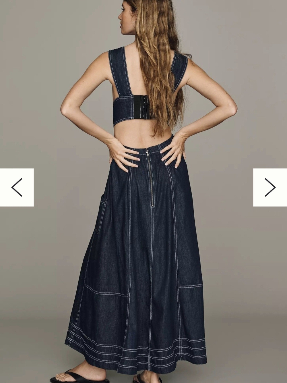 Pilcro 100% Cotton Denim Apron Midi Dress XS $178 - Picture 3 of 5